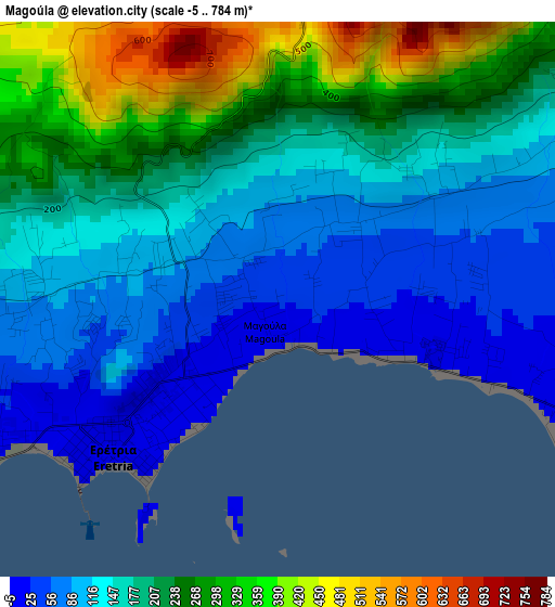 Magoúla elevation map