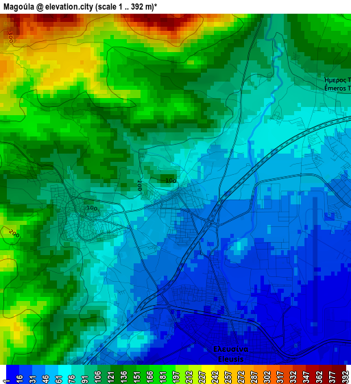 Magoúla elevation map