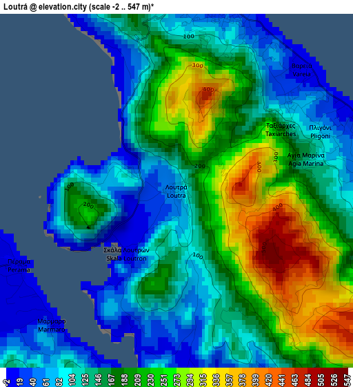 Loutrá elevation map