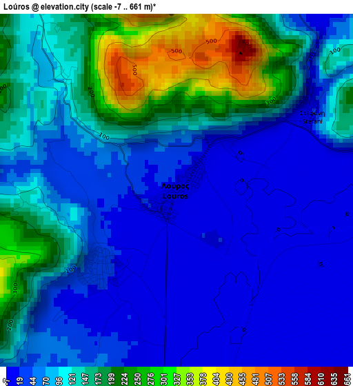 Loúros elevation map