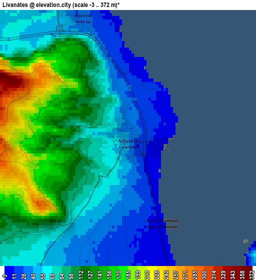 Livanátes elevation map