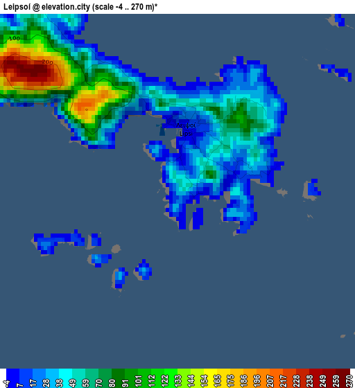 Leipsoí elevation map