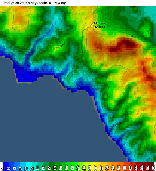 Límni elevation map