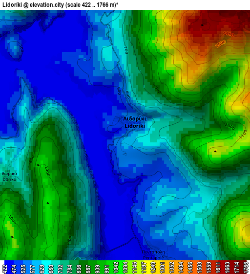 Lidoríki elevation map