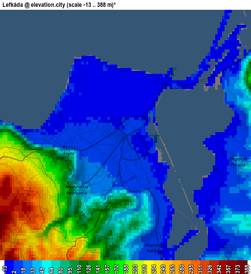 Lefkáda elevation map