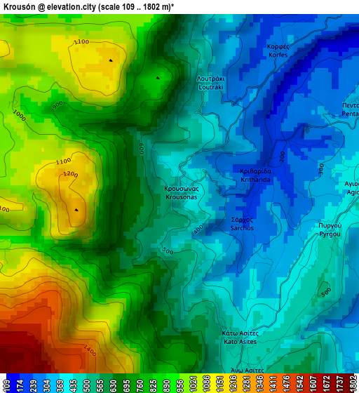 Krousón elevation map