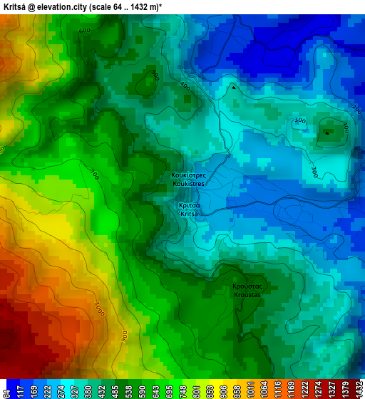 Kritsá elevation map