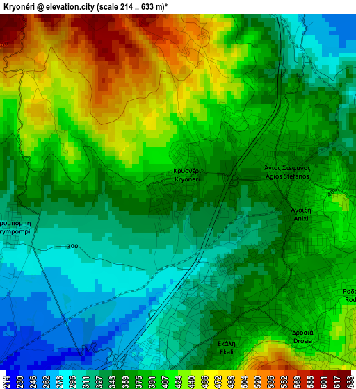 Kryonéri elevation map