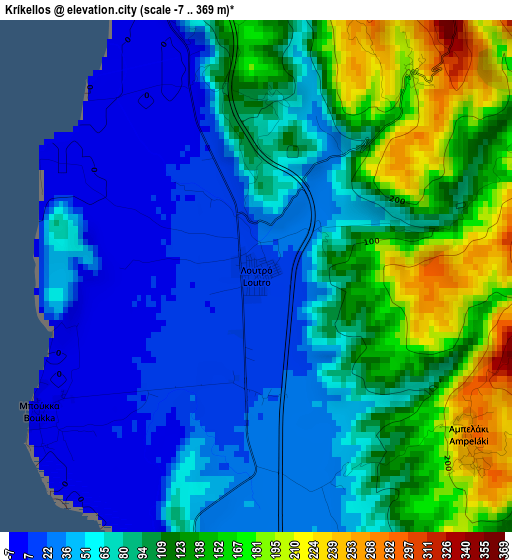 Kríkellos elevation map