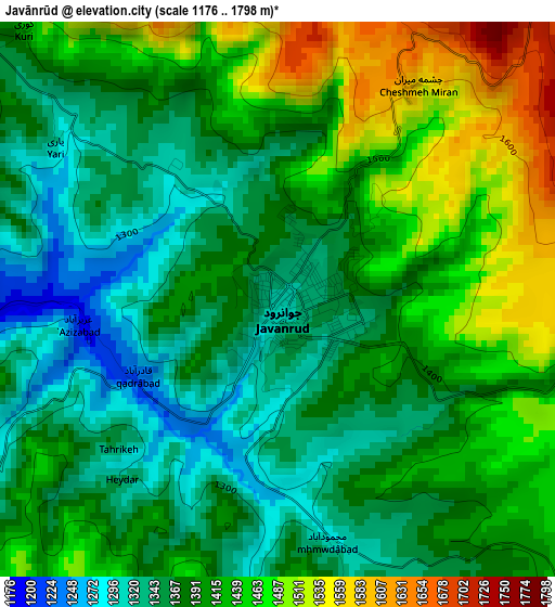 Javānrūd elevation map