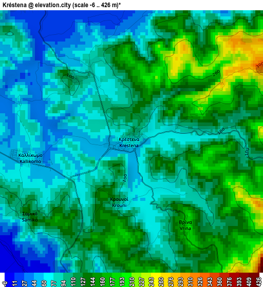 Kréstena elevation map