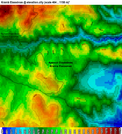 Kraniá Elassónas elevation map