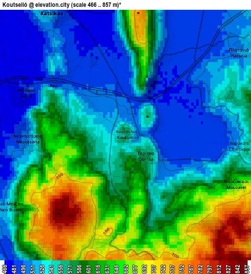 Koutselió elevation map