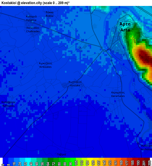 Kostakioí elevation map