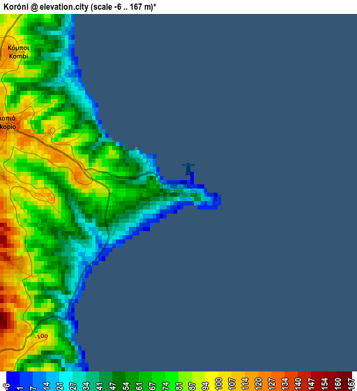 Koróni elevation map