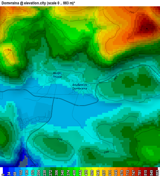 Domvraína elevation map