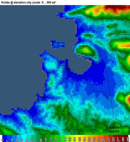 Koilás elevation map