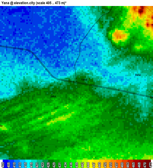 Yana elevation map