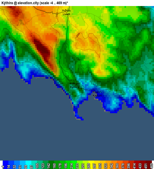 Kýthira elevation map