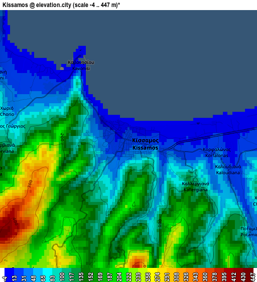 Kíssamos elevation map