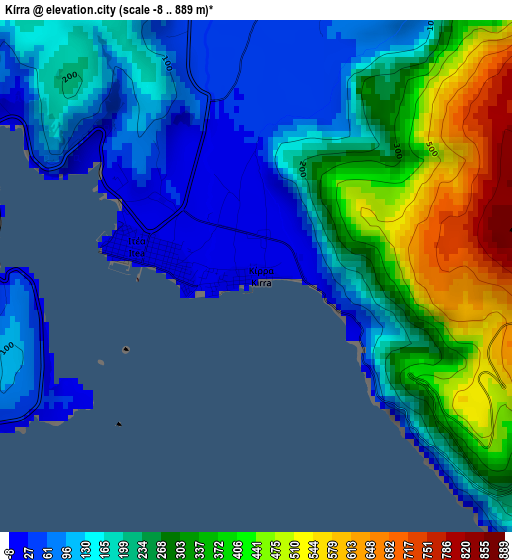 Kírra elevation map