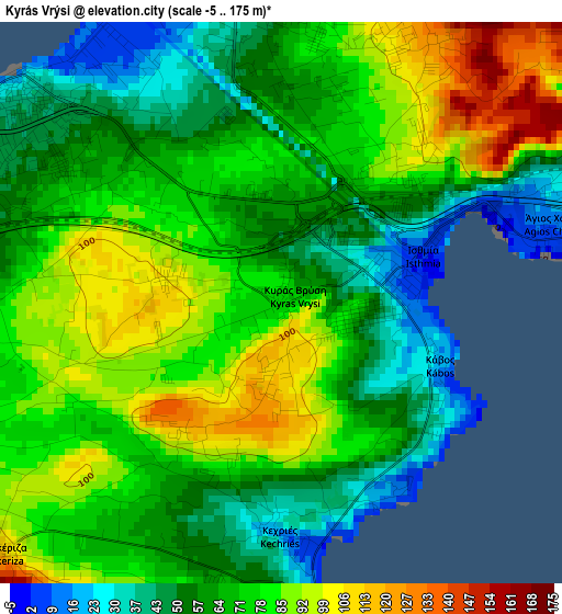 Kyrás Vrýsi elevation map