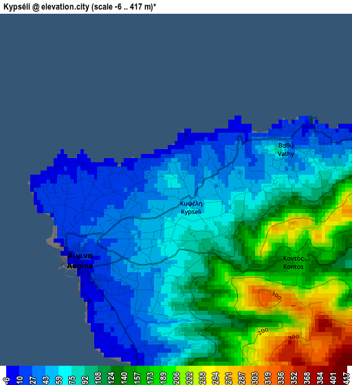 Kypséli elevation map