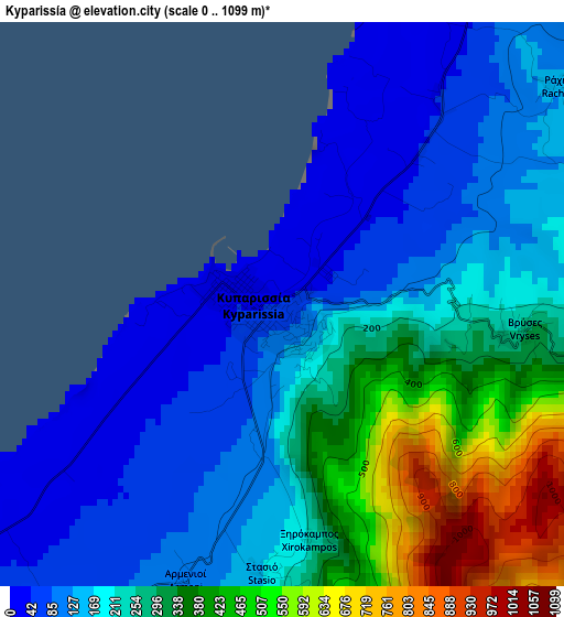 Kyparissía elevation map