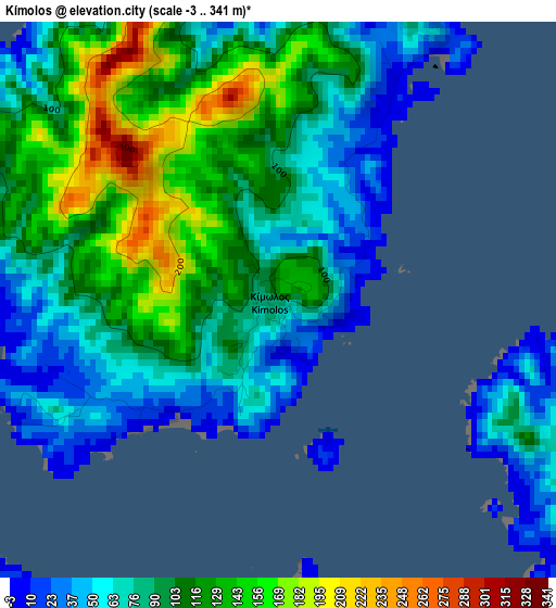 Kímolos elevation map