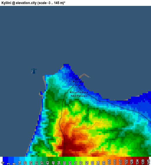 Kyllíni elevation map