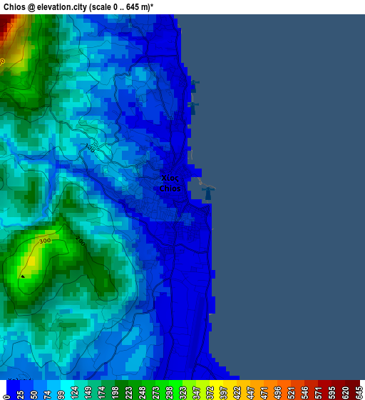 Chios elevation map