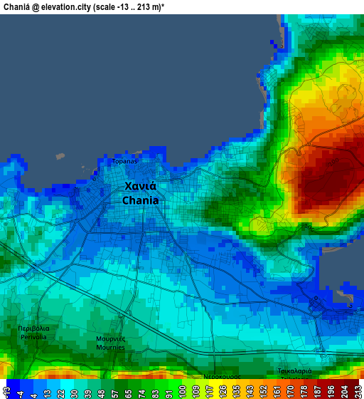 Chaniá elevation map