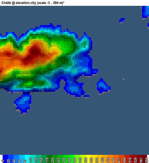 Chálki elevation map