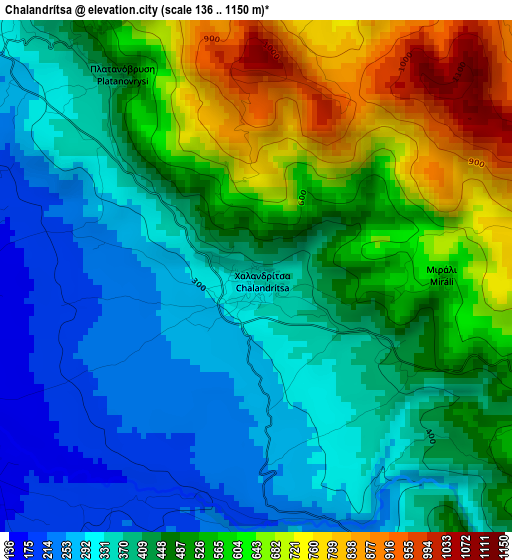 Chalandrítsa elevation map