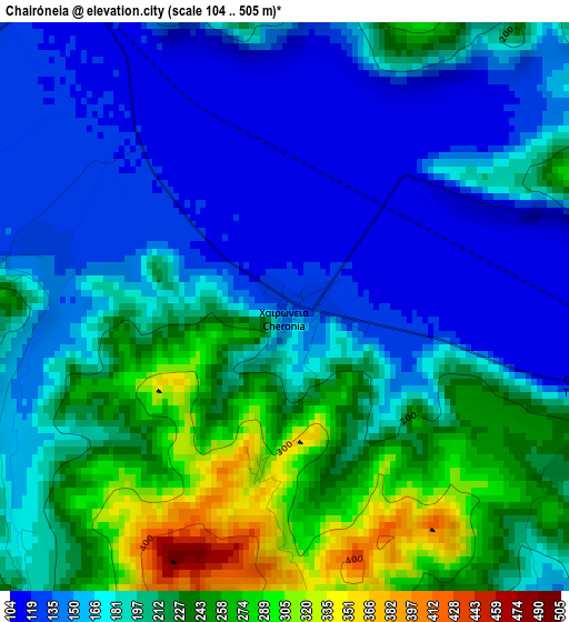 Chairóneia elevation map