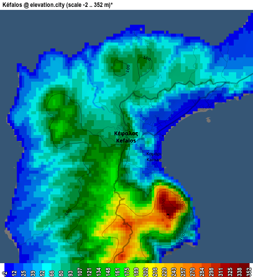 Kéfalos elevation map