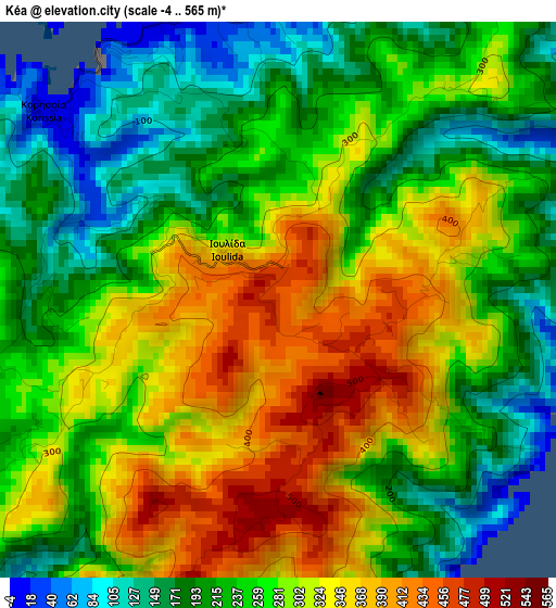 Kéa elevation map