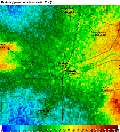 Kavásila elevation map