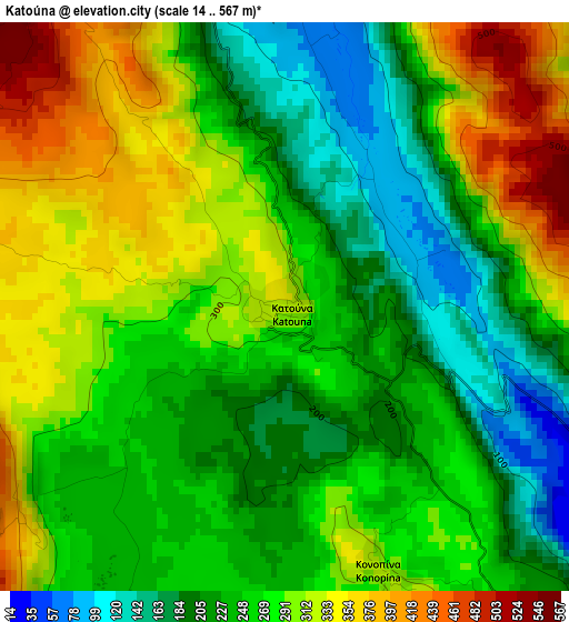 Katoúna elevation map