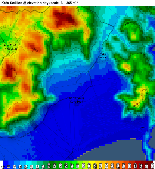 Káto Soúlion elevation map