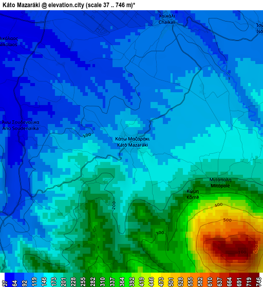 Káto Mazaráki elevation map