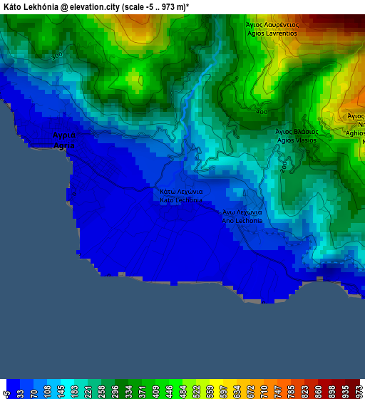 Káto Lekhónia elevation map