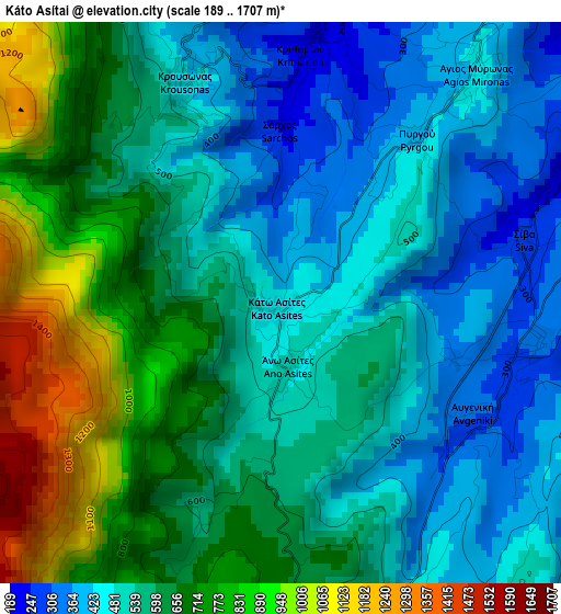 Káto Asítai elevation map