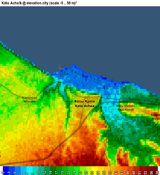 Káto Achaḯa elevation map