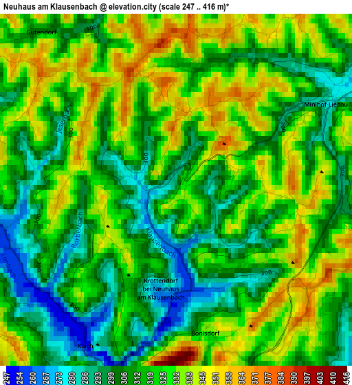 Neuhaus am Klausenbach elevation map