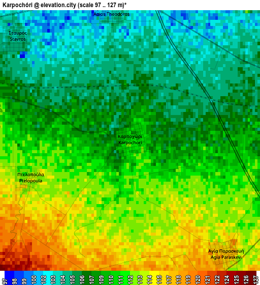 Karpochóri elevation map