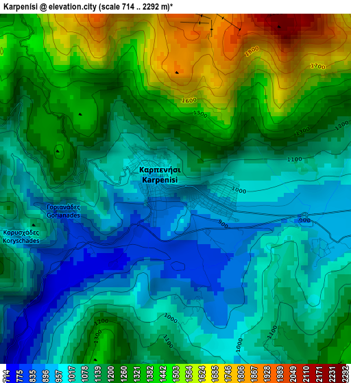 Karpenísi elevation map