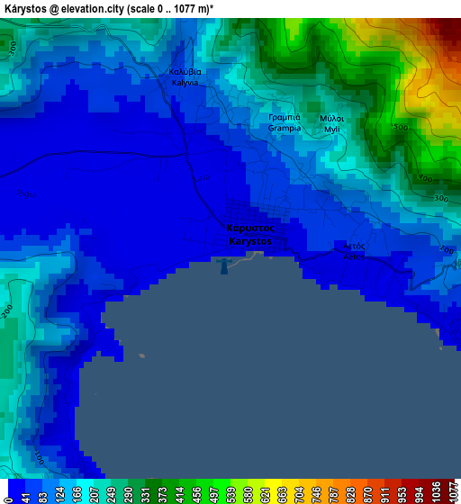 Kárystos elevation map