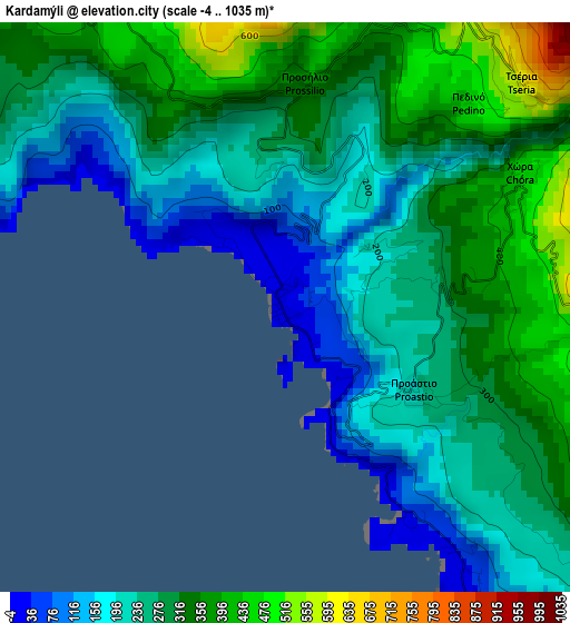 Kardamýli elevation map