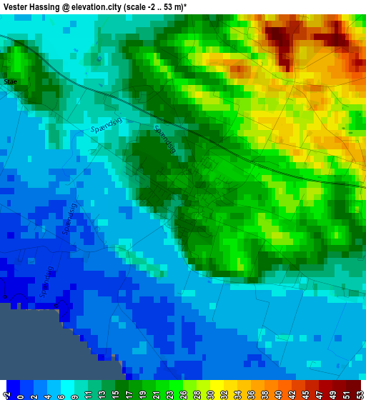 Vester Hassing elevation map